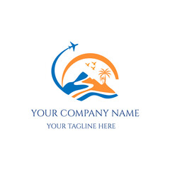 tour travel agency logo design vector with airplane