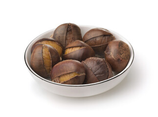Roasted chestnuts on plate
