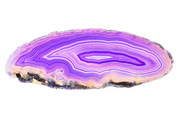 Amazing cross section of Violet Agate Crystal. Natural translucent agate crystal surface cut...