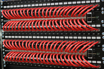 
patchcords in low current equipment rack