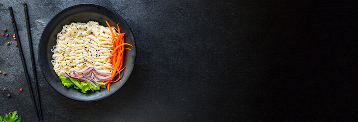 rice seafood noodles or wheat glass cellophane pasta salmon on the table meal snack top view copy space for text food background image rustic diet pescetarian