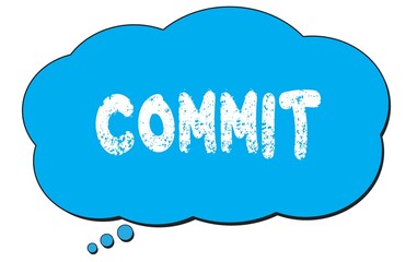 COMMIT text written on a blue thought bubble.