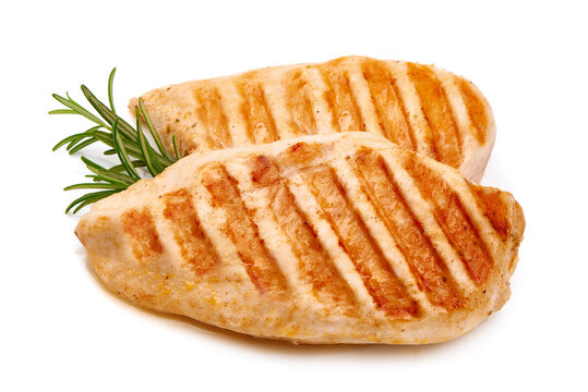 Grilled chicken breast, isolated on white background