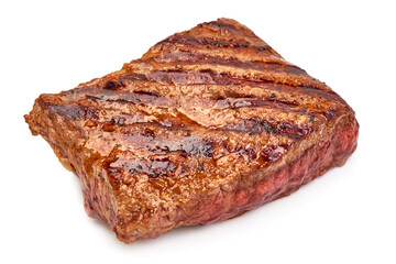 Roasted beef steak, isolated on white background
