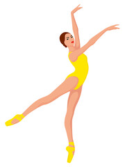 Lady dancer in yellow leotard