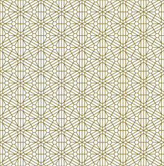 Seamless traditional Japanese ornament Kumiko.Golden color lines.