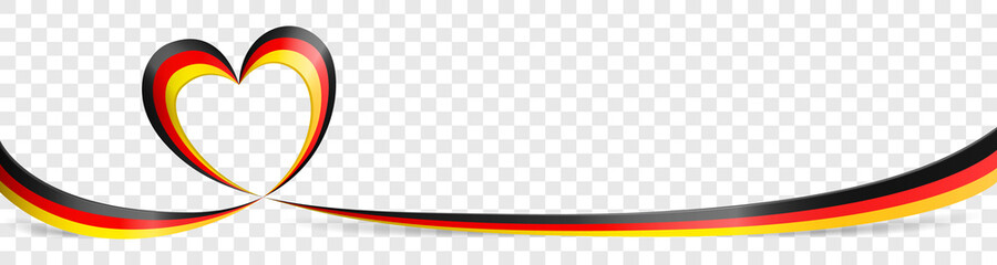 Germany German flag heart ribbon banner on transparent background isolated vector illustration - 414209853