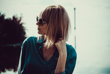 portrait of a beautiful girl in sunglasses