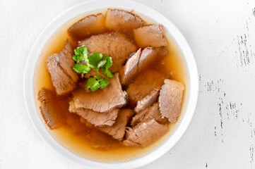 Bowl of beef bone broth