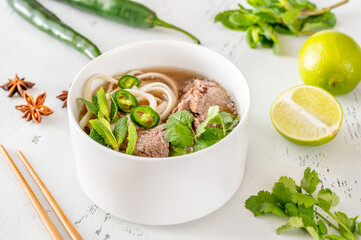 Bowl of Vietnamese pho bo