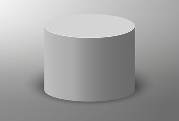 Pedestal platform or showroom stand. 3D podium. White round studio stage platform. Vector empty arena