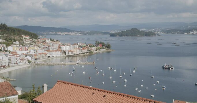 Panoramic view of Ria de Pontevedra, Galicia, Spain