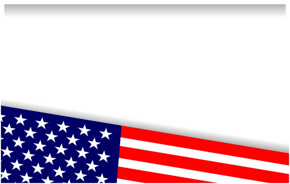 USA flag symbols background frame corner with empty space for your text.	
