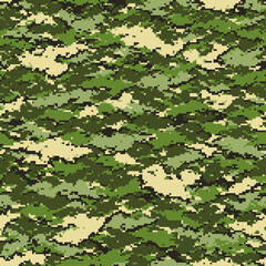 Digital camouflage seamless pattern. Abstract modern pixel camo texture for army and hunting fabric and fashion print. Vector background in military style.