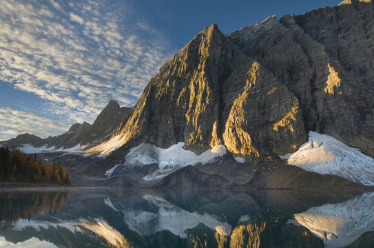 Canada, British Columbia. Sunrise On The Rockwall And Floe Lake, Kootenay National Park.