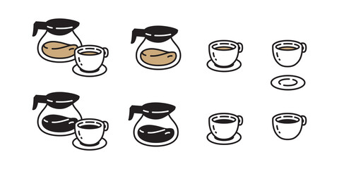 coffee cup vector icon pot tea milk glass symbol logo cartoon illustration doodle design