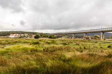 Fototapeta premium Catoira, Spain. The Torres de Oeste (West Towers), a walled complex of ruined castles in Galicia surrounded by marshes
