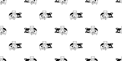 dog cat french bulldog seamless pattern vector kitten calico sleeping cartoon tile background repeat wallpaper scarf isolated illustration doodle design