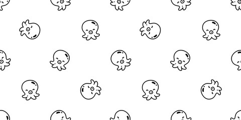 octopus Seamless pattern fish vector salmon tuna shark dolphin doodle icon cartoon ocean sea pet animal repeat wallpaper tile background scarf isolated illustration doodle design © CNuisin