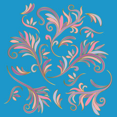 Fototapeta na wymiar Abstract seamless colorful floral pattern design on blue background