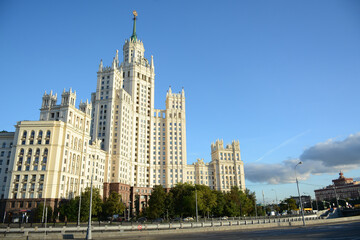 Plakat MOSCOW, RUSSIA - September 20, 2020: View to Kotelnicheskaya Embankment Building