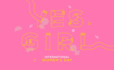 Women's Day yes girl arm quote concept card