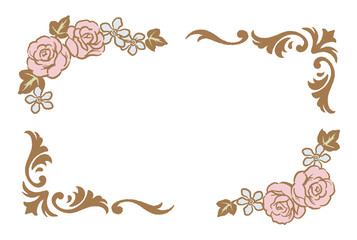アンティークなお花の装飾フレーム。ベクター素材