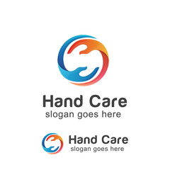 hand care modern logo, community care element symbol