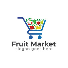 logo design of fruit market shop and vegetables element, Healthy organic vegan food logo