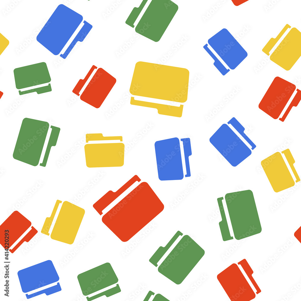 Poster color folder icon isolated seamless pattern on white background. vector.