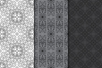 Collection seamless patters with mandala