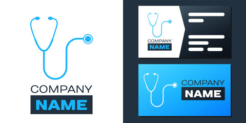 Logotype Stethoscope medical instrument icon isolated on white background. Logo design template element. Vector.