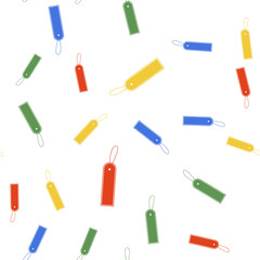 Color Blank label template price tag icon isolated seamless pattern on white background. Empty shopping discounts sticker. Template discount banner. Vector.