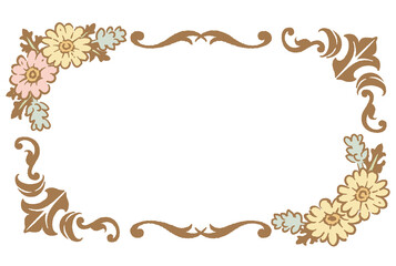 アンティークなお花の装飾フレーム。ベクター素材
