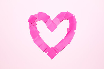 Pink Valentine's Day heart pattern. Heart shape pattern love symbol on white wall background....