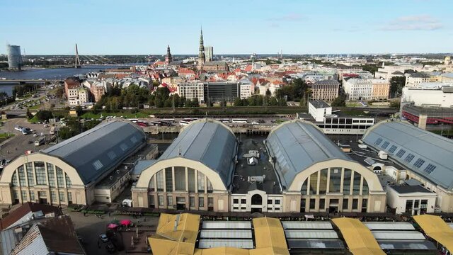 Four market buildings in Latvia, Riga