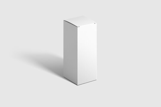 Real photo, Amber Glass Dropper Bottle and Box mockup template isolated on light grey background. High resolution.
