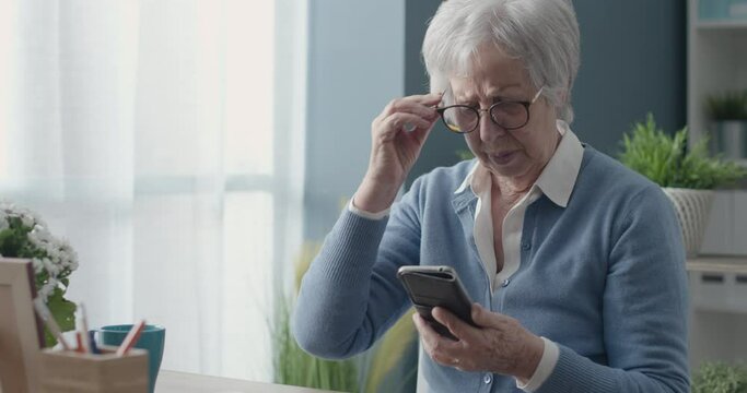 Senior lady having vision problems