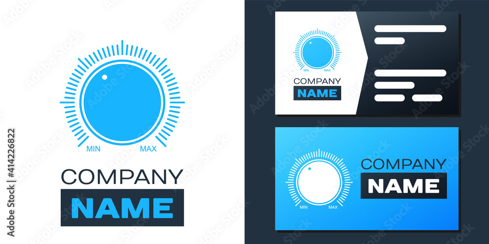 Poster logotype dial knob level technology settings icon isolated on white background. volume button, sound