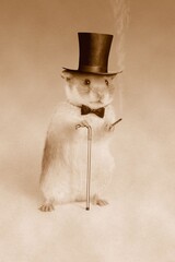 Hamster in a hat and with a cigar