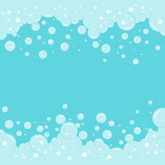 Liquid soap bubbles vector background and foam border. Abstract suds illustration