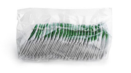 Teabags isolated on a white background.