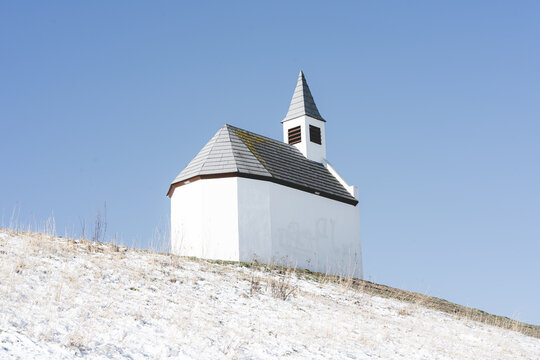 Little white church on top of the hill, The Hague The Netherlands.