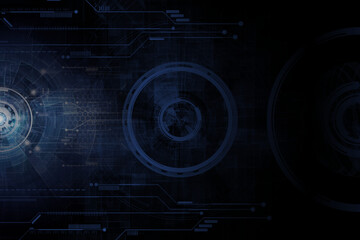 Modern tech circle HUD with grid line circuit hi tech display screen and panel.Digital futuristic concept.Vector illustrations.