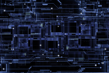 Futuristic complex structure frame abstract dark blue future concept background.3d illustration and rendering.