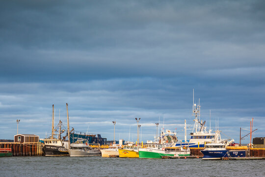 Canada, New Brunswick, Caraquet. Boats in the fishing port.