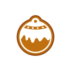 Christmas gingerbread cookie on white isolated background. Vector illustration