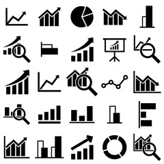 Simple set of diagram and graphs icon, logo isolated on white background