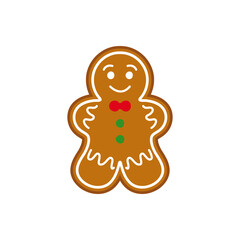 Christmas gingerbread cookie on white isolated background. Vector illustration