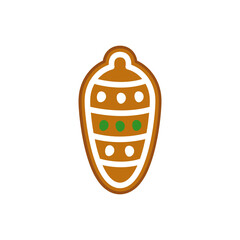 Christmas gingerbread cookie on white isolated background. Vector illustration